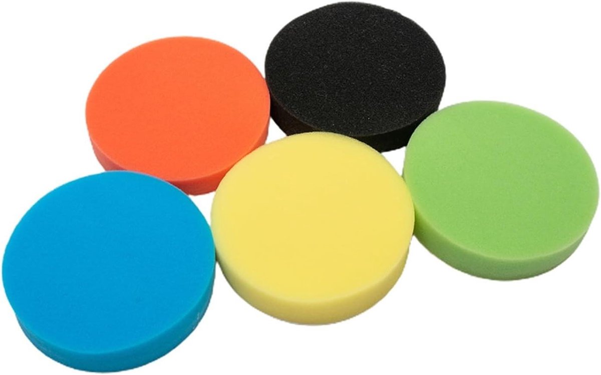 Polijstschijven Set - Schuurschijven Polijstpads - Auto Polijsten - Zachte Fijne Afwerking - 125mm 5 Inch - Wit