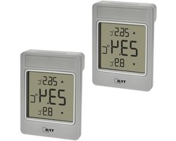 Raamthermometer Set - Digitale Buitenmeter - Temperatuur Aflezen - Max Min Waarden - Set van 2 - Grijs