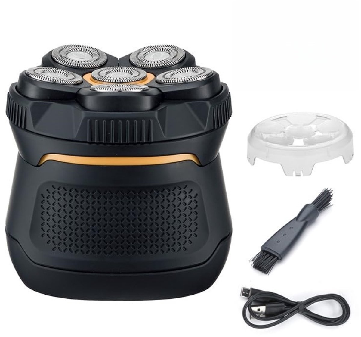 carmdering - Hoofdscheerapparaat - Kalend Scheerapparaat - Draadloze Trimmer - 6D zwevend mes, IPX7 waterdicht - 1,5 uur laden = 120 min gebruik - LED-display, reisvergrendeling - Type-C - Voor hoofd, gezicht, baard en lichaam - Incl. borstel - Zwart