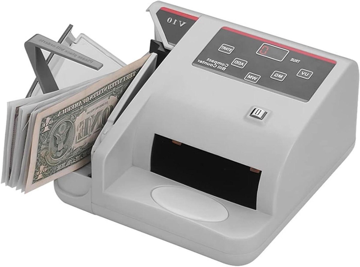Geldteller Machine - Bankbiljet Teller - Geld Beheer - Valsgelddetectie - 600 Biljetten/Min - Grijs