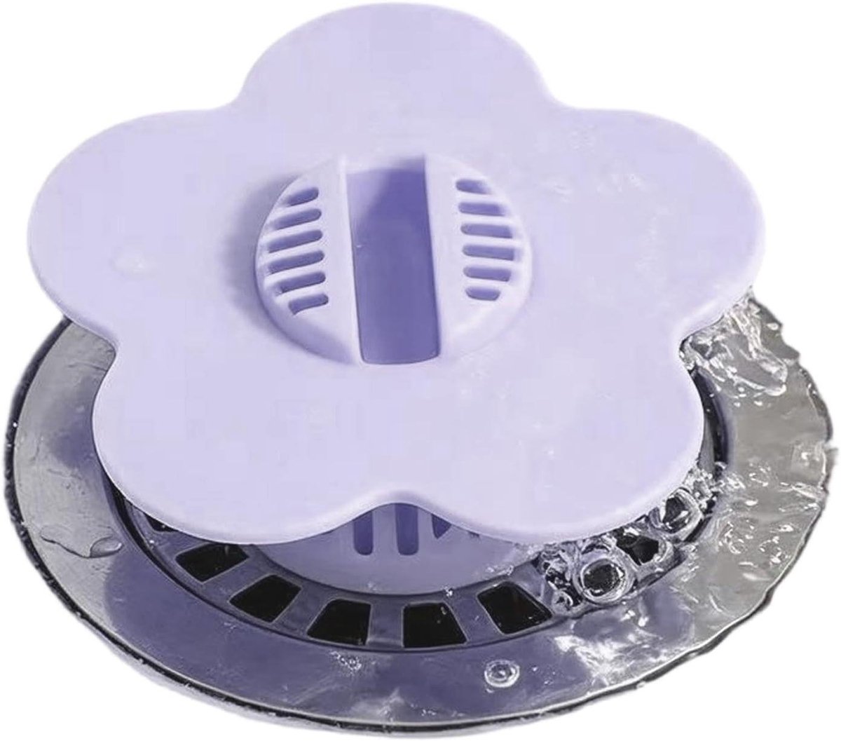 Gootsteen Haarvanger - Afvoerzeef Bloem - Verstopping Voorkomen - Decoratief Bloem Design - 8x8 cm - Paars