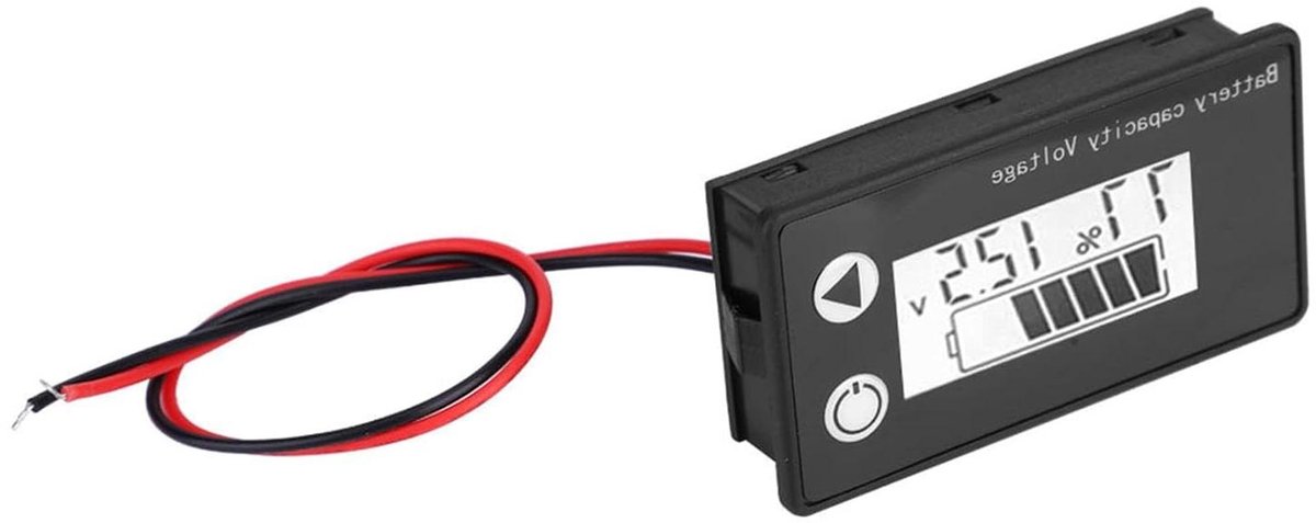 Batterijtester - Capaciteitsindicator - Spanning Meten - Helder LCD-scherm - 10-100V - Wit