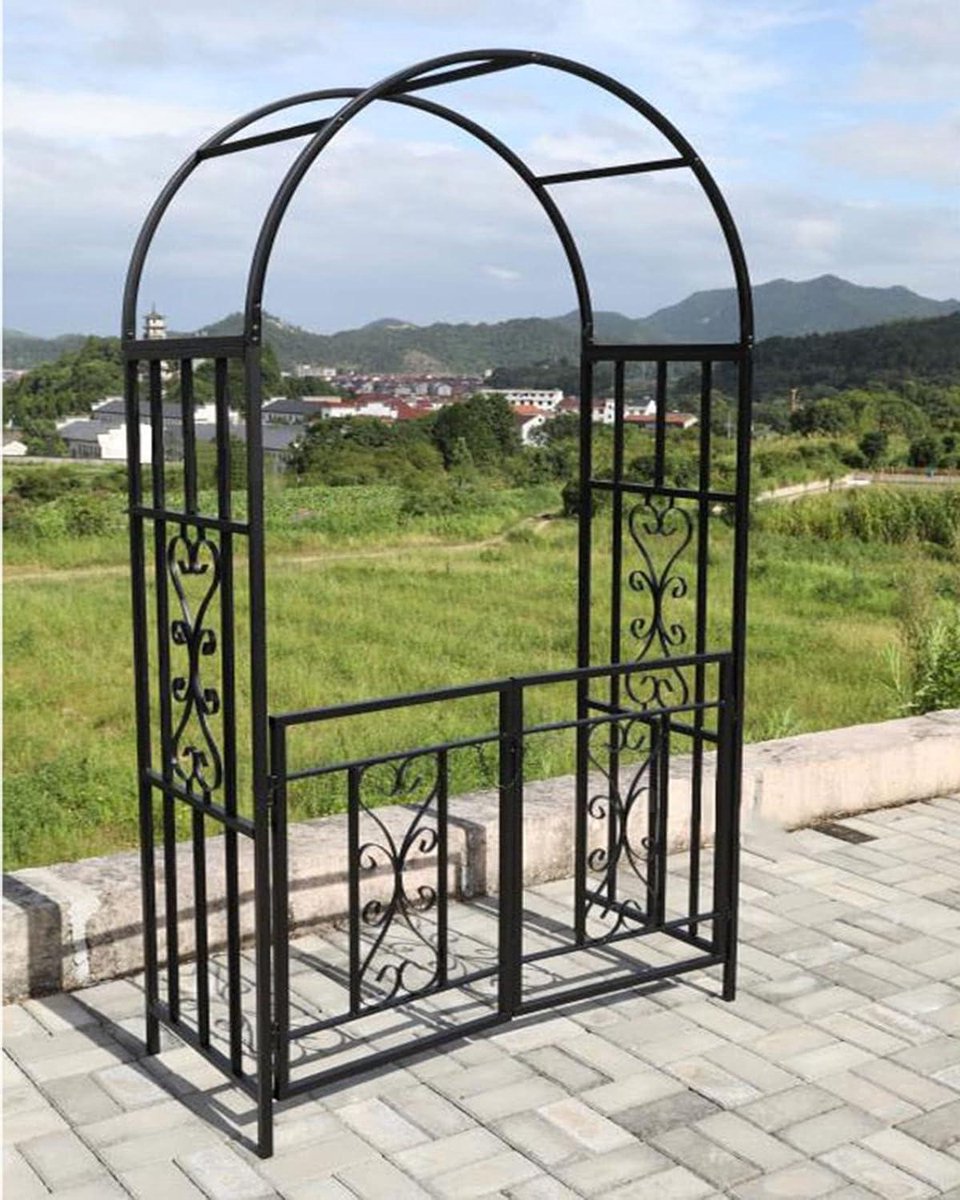 Metalen Tuin Poort - Bloemenboog Klimplanten - Planten Steunen - Dubbele Poort Design - 11