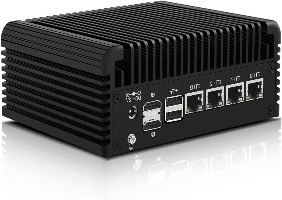 Mini PC - Netwerk Apparaat - Netwerk Beheer - 4x 2.5GbE Poorten - Compact Formaat - Zwart