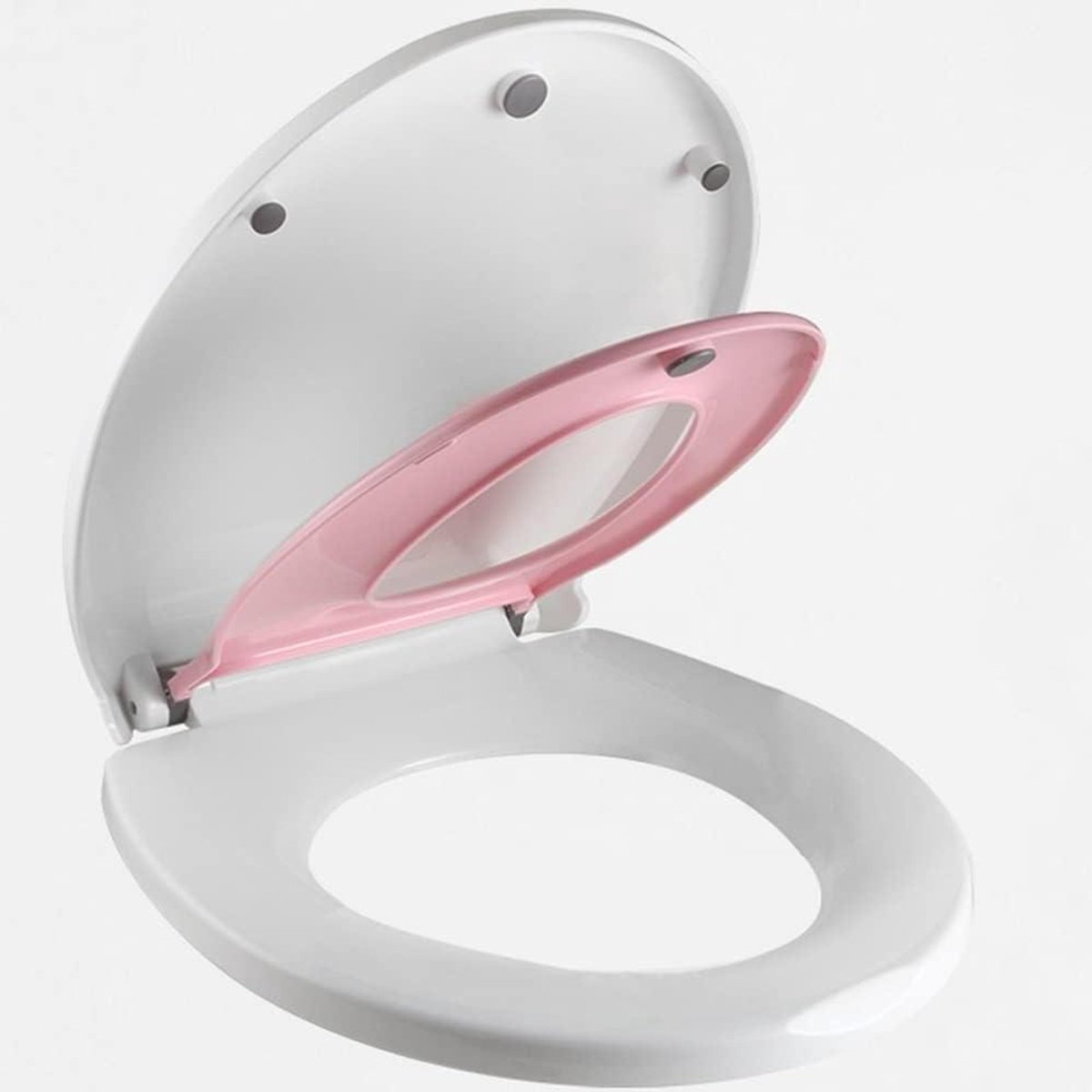 Toiletbril soft close toiletbril Universele toiletbril zindelijkheidstraining stoel langzaam sluitende toiletbrillen for volwassenen en kinderen, met gripvaste bumpers en snelsluitingen/roze/O-typ