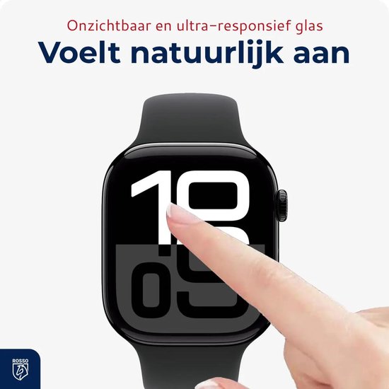 Rosso Smartwatch Protector Geschikt voor Apple Watch 11 / 10 46MM - 7H Tempered Glass Screen Protector - met Installatietray en Dust Removal - Horloge Beschermlaag - Case Friendly (2-Pack)