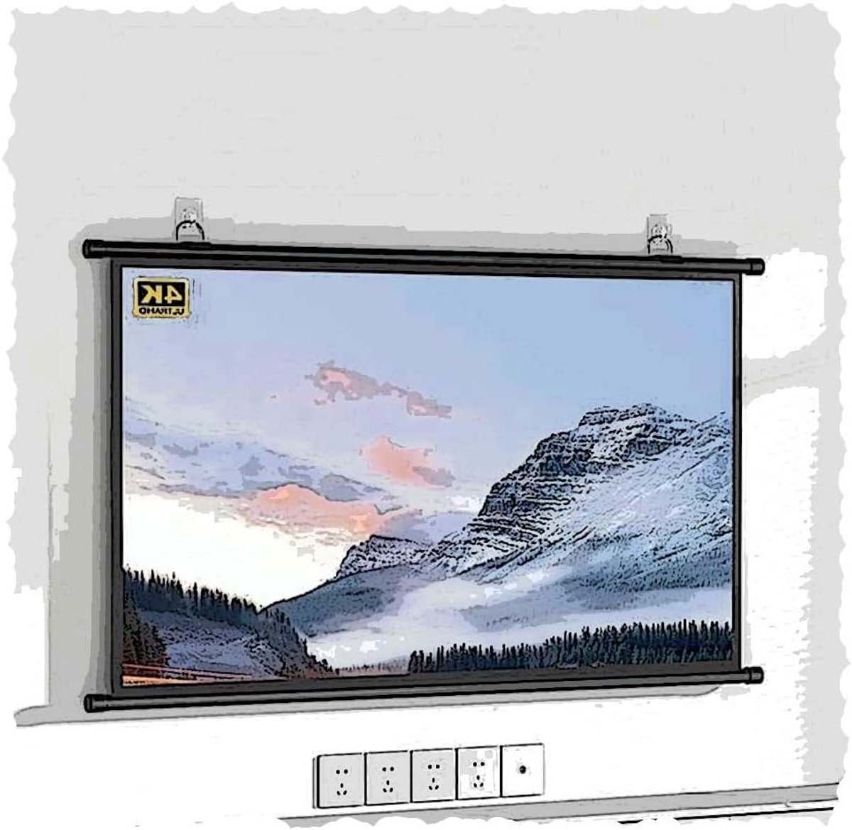 Mobiel Projectiescherm - Oprolbaar Scherm - Thuisbioscoop Ervaring - Kreukvrij HD Beeld - 30-50 Inch - Wit