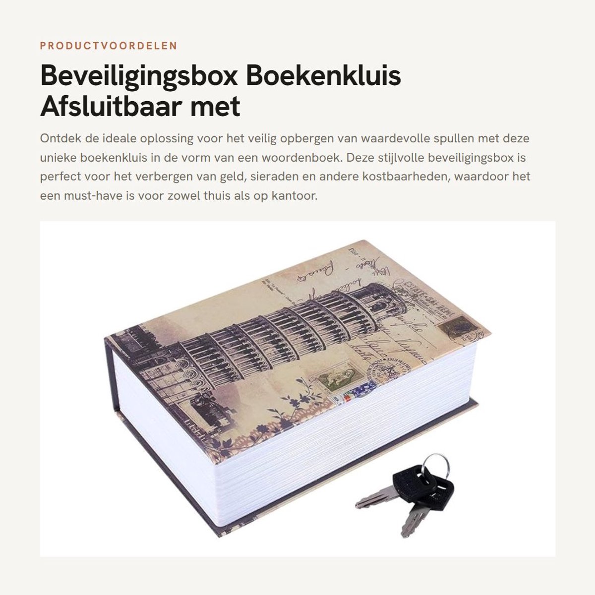 Dailygoods- Boekenkluis - Beveiligingsbox in woordenboekvorm - Afsluitbare Geldkist - Sieradendoosje - 2 Sleutels - Hoogwaardig Materiaal - 18 x 11,5 x 5,5 cm - Veiligheidsbox
