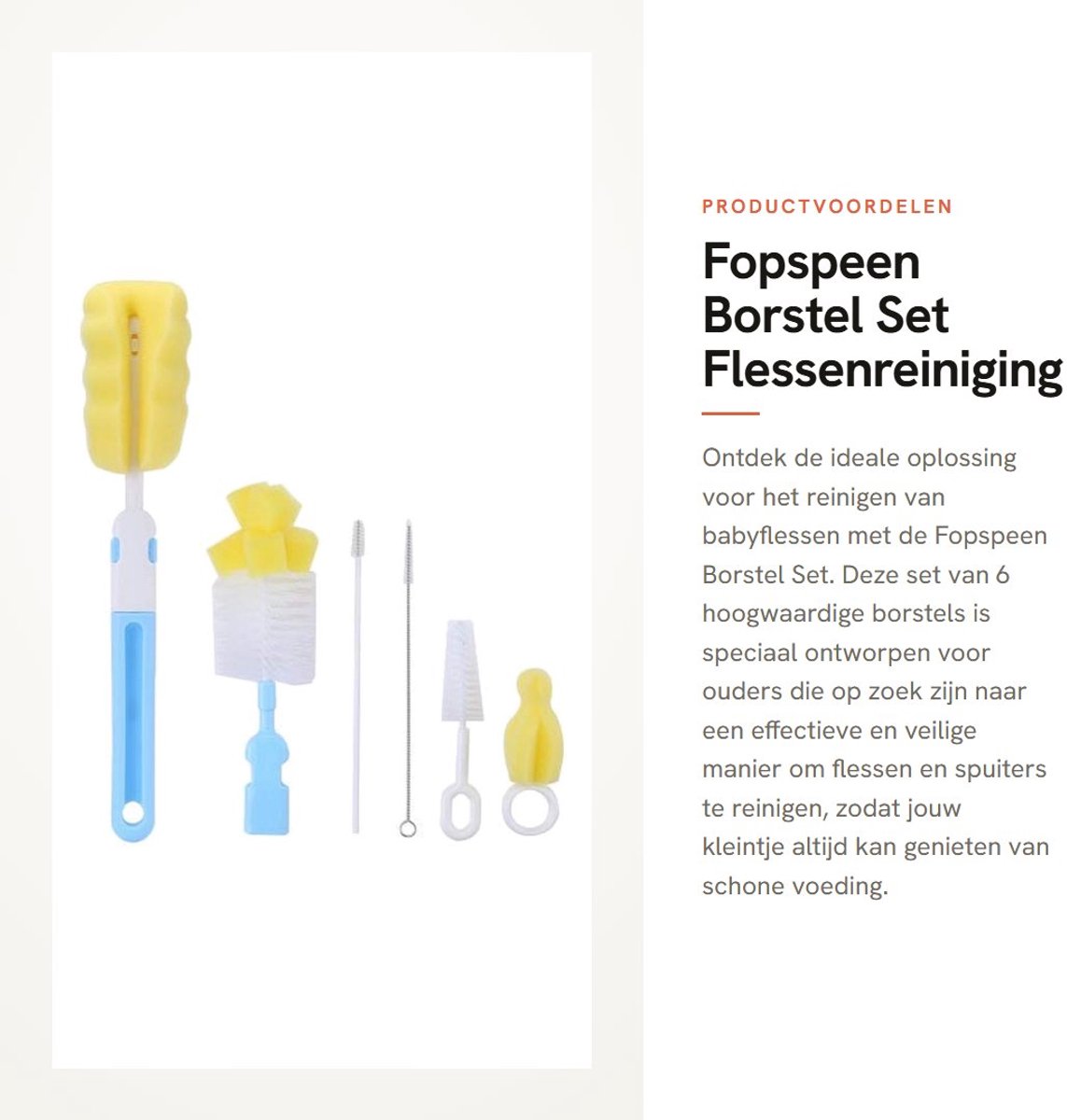 Dailygoods- Fopspeenborstel Set van 6 - Flessenborstel - Spuitborstel - Reinigen - Hoogwaardige Spons - Veilig en Eenvoudig te Gebruiken