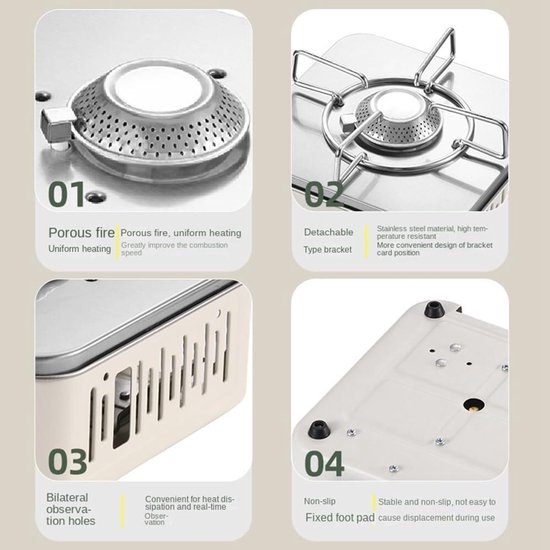 Draagbaar Gasfornuis - Outdoor Kooktoestel - Kamperen en Reizen - Inclusief Kookgerei - Compact Ontwerp - Zwart van Draagbaar — afbeelding 2