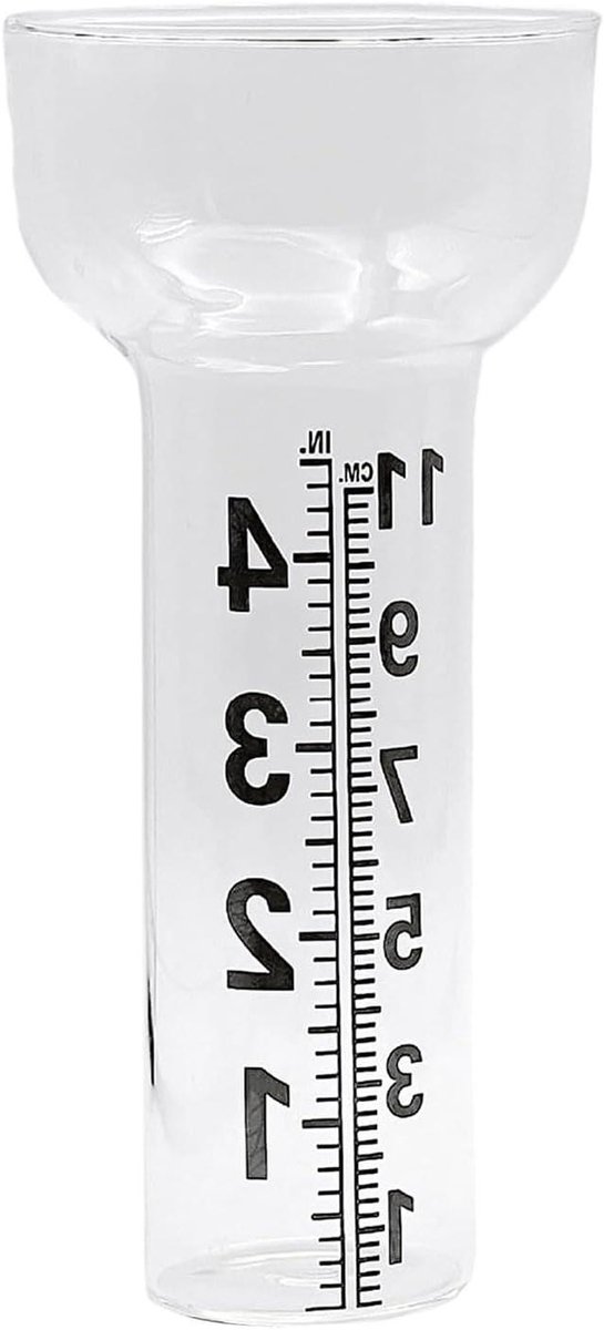 Regenmeter Glas - Neerslagmeter Tuin - Weerswaarneming Buiten - Nauwkeurige Meetschaal - 175 cm - Wit