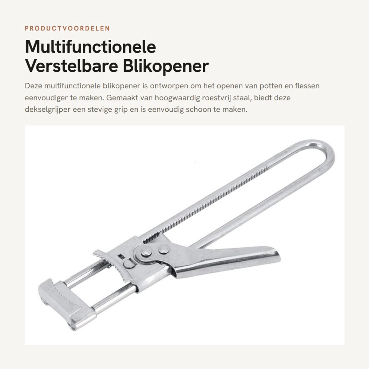 Dailygoods- Blikopener - Handmatige Dekselgrijper - Antislip Handgreep - Roestvrij Staal - Huishoudelijke Keukenbenodigdheden - Gemakkelijk Schoon Te Maken - Wijnopener