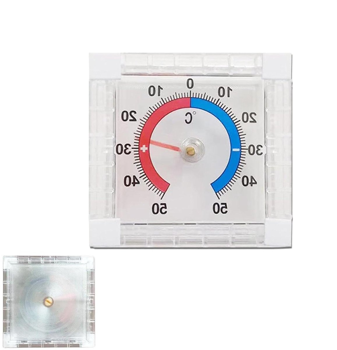 Temperatuur Meter - Kamer Monitor - Binnen Buiten - Zelfinstellende Wijzer - 7.5x7.5x2.3cm - Wit
