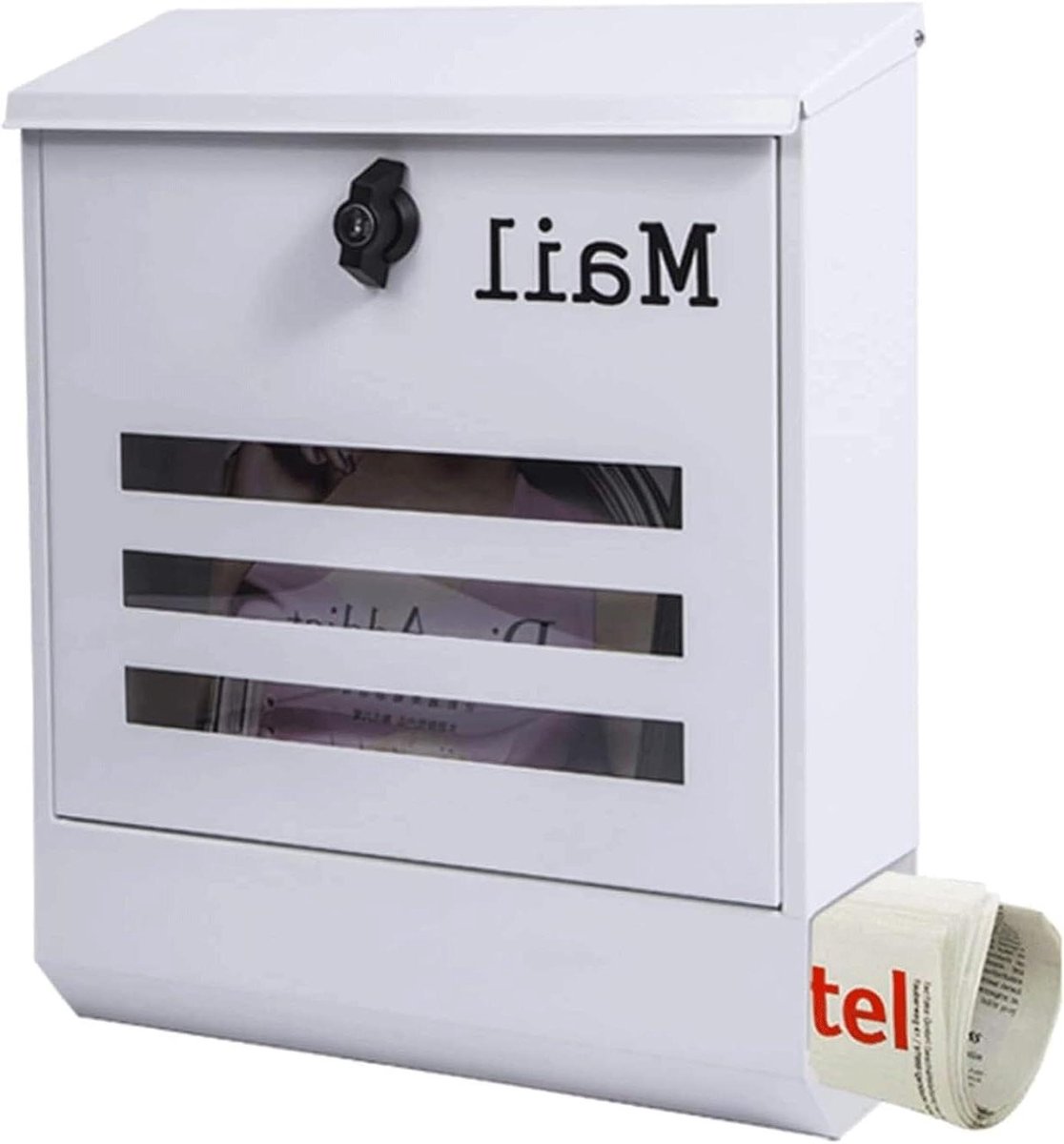 Brievenbus - Postbus Pakketbox - Post Ontvangen - Veilig Slotmechanisme - 34.5x33 cm - Wit