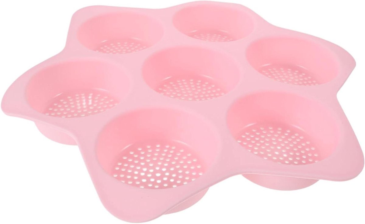 Hittebestendige Holtes Siliconen Bakvorm voor Airfryer Herbruikbare Antiaanbak Mini Taartvormen voor Burgerpasteitjes Cake Brood Roze