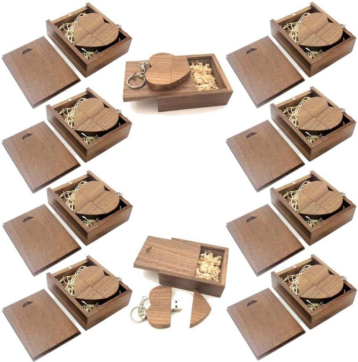 USB Flash Drives - Geheugensticks Geheugen - Data Opslag - Natuurlijk Walnoothout - 10 Stuks 16GB - Bruin