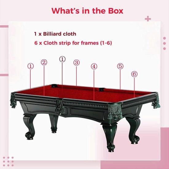 Pooltafel Vilt - Biljartkleed Doek - Indoor Sport Spel - Superieur Rekvermogen - 9ft - Rood — afbeelding 5