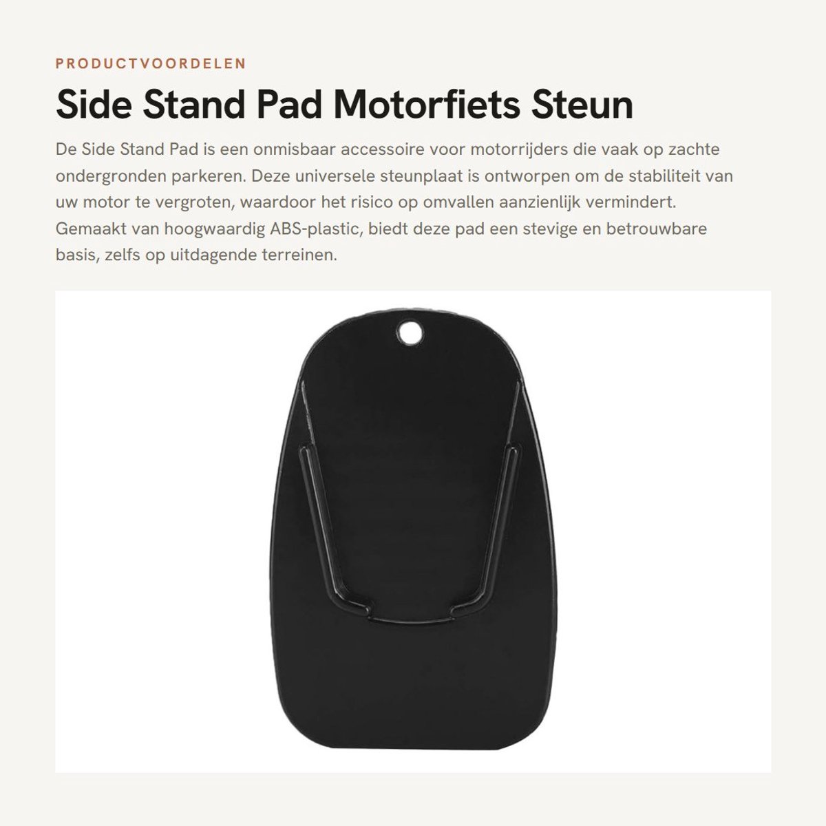 Dailygoods- Zijstandaard Pad - Universale Motorsteun - ABS Kunststof - Antislip - Versterking - 9x5.7cm - Zwart - Motorcycle Kickstand