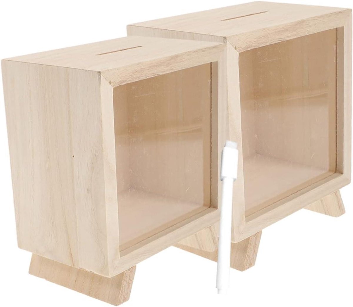 Houten Spaarpot - Geldkistje Decoratief - Thuisgebruik - Veilig Hout Materiaal - 14x12x8CM - Zoals Getoond
