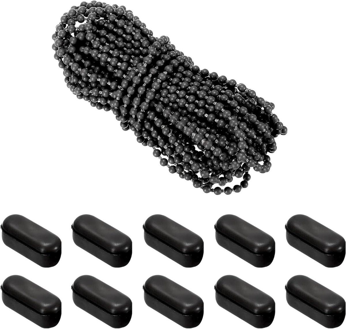Rolgordijn Ketting - Jaloezie Ketting Rolgordijn - Raambekleding Reparatie - Inclusief 20 Connectoren - 10 Meter - Zwart