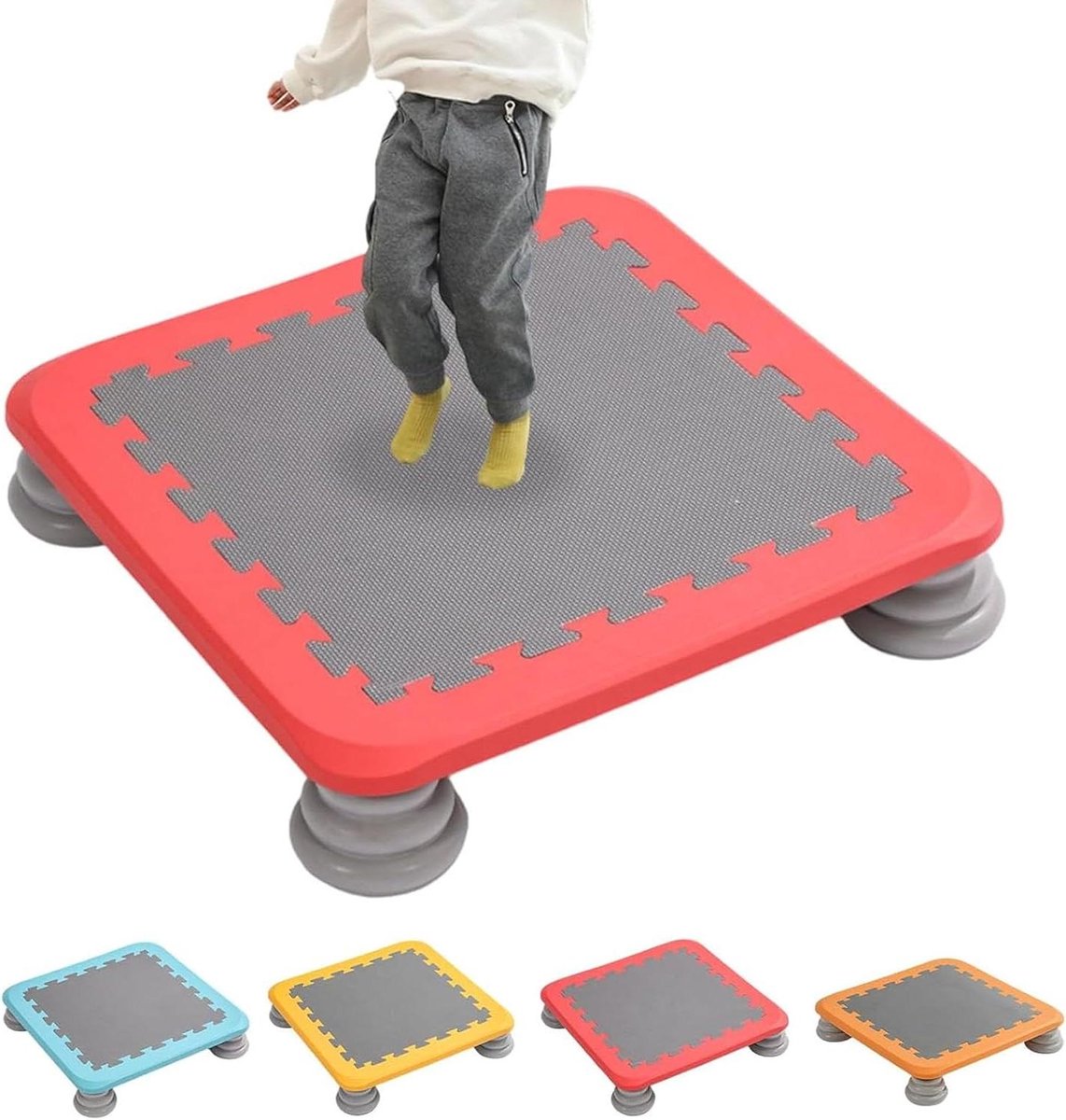 Stuiterbord Trampoline - Mini Trampoline - Balans Oefenen - Solide Constructie - 25 Inch Vierkant - Rood