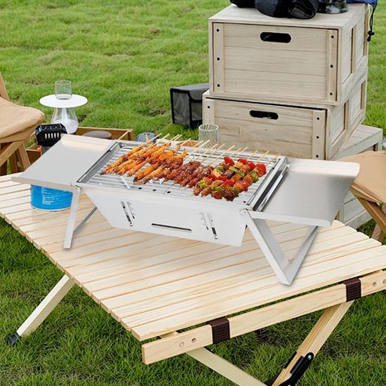 Outdoor Grilloven - Camping Grill - Buiten Koken - Inklapbaar Ontwerp - 35x230x35mm - Zilver — afbeelding 2