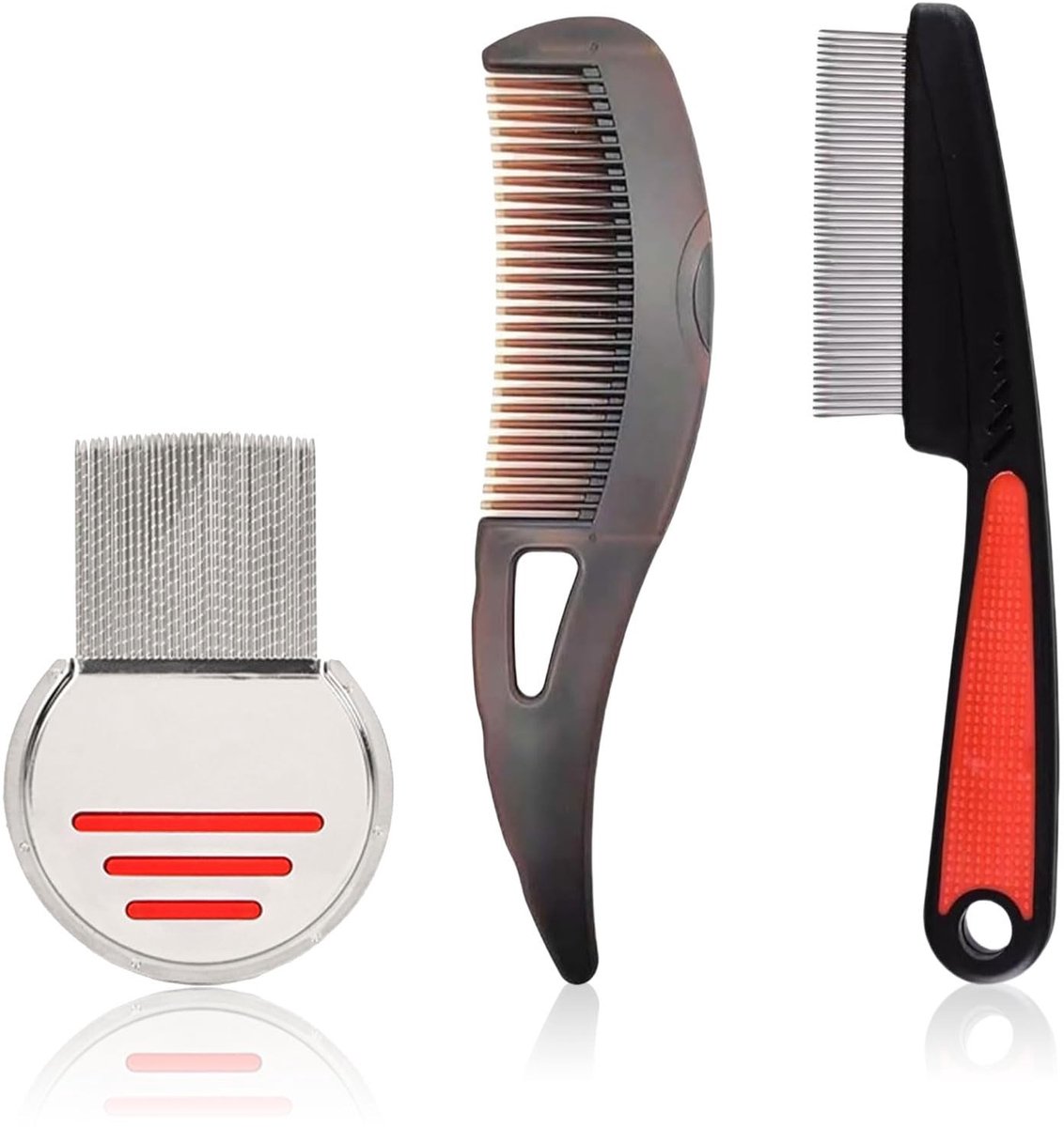 Dailygoods- Anti-roos Kam Set - Ronde Kam - Roestvrijstalen Kam - Ergonomische Kam - Fijne Tanden - Geschikt voor Alle Haartypes - Hoofdhuidkam