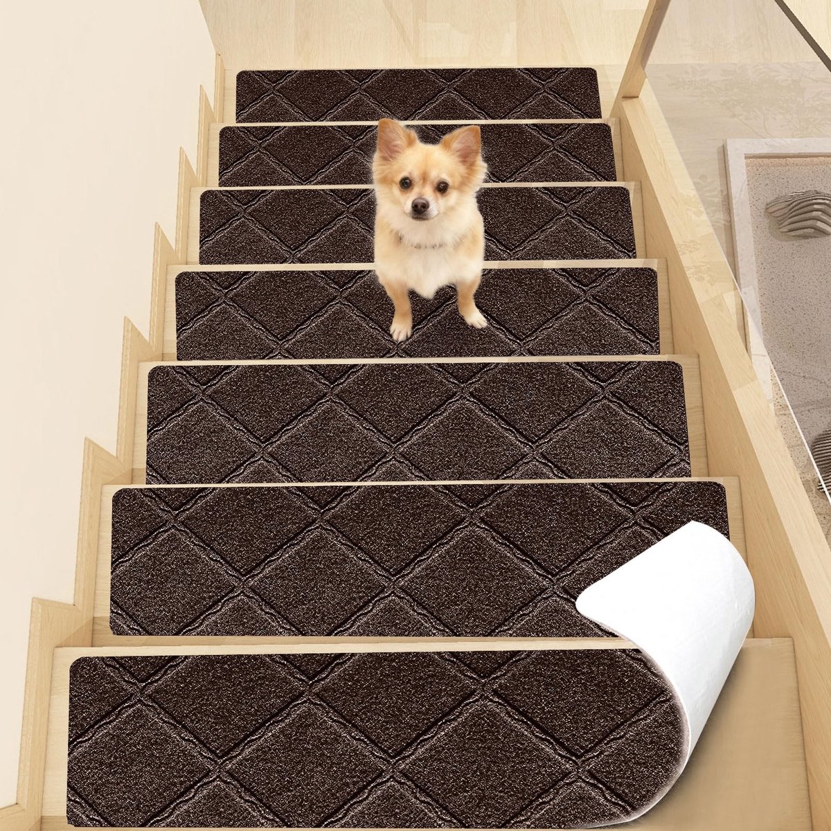 Dailygoods- Traptredematten 15 stuks - Zelfklevend - Antislip - Duurzaam - Polyester - 55 x 19 cm - Trapmat