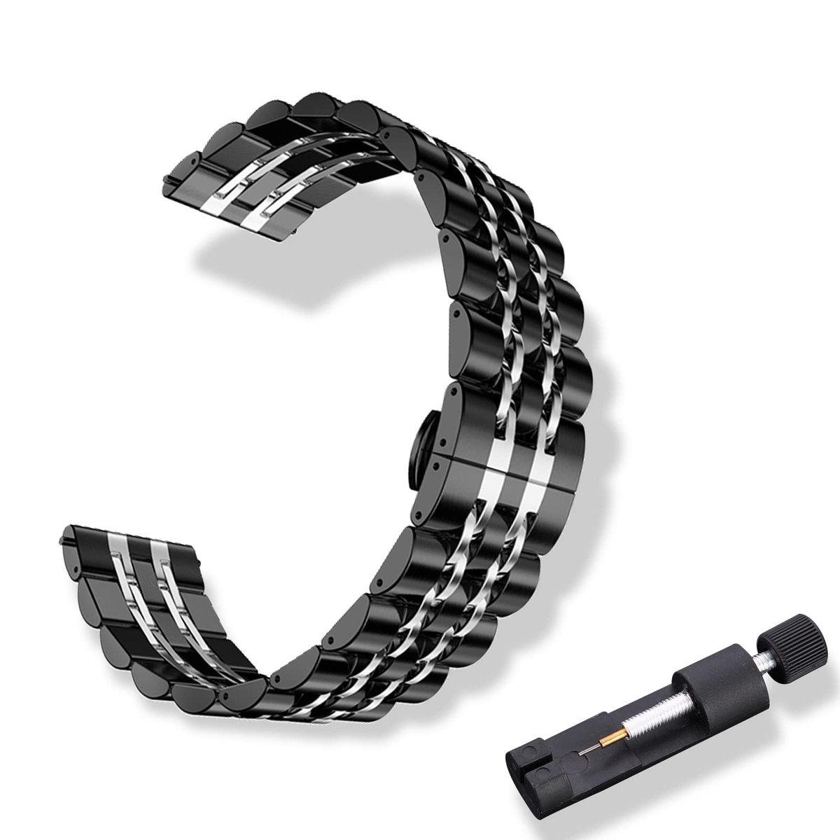 Dailygoods- Horloge Band Gepolijst Roestvrij Staal - Horloge Bandje 20mm/22mm - Quick Release - Vervangband - Elegant Vlindergesp - Inkortbaar met Gereedschap - Horlogebandje