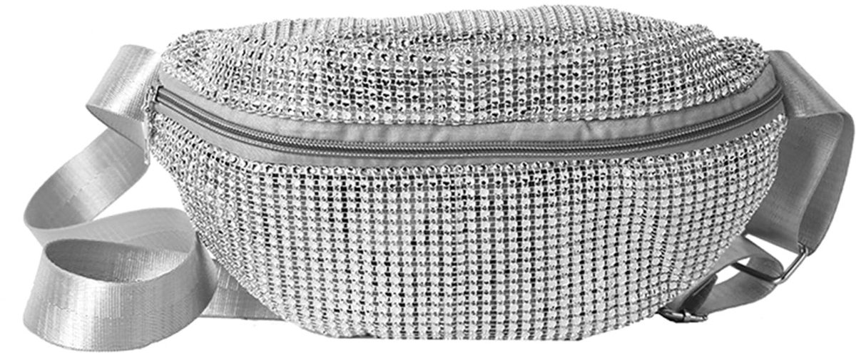 Dailygoods- Heuptas dames - Verstelbare riem - Crossbodytas - Zilver/goud - Polyester - Afmetingen 26 x 15 x 9 cm - Schoudertas