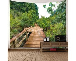 Beydodo Wandtapijt landschap, wandkleed wanddoek 150 x 130 cm met bos houten patroon wandtapijt muur tapijt wanddecoratie slaapkamer kinderkamer