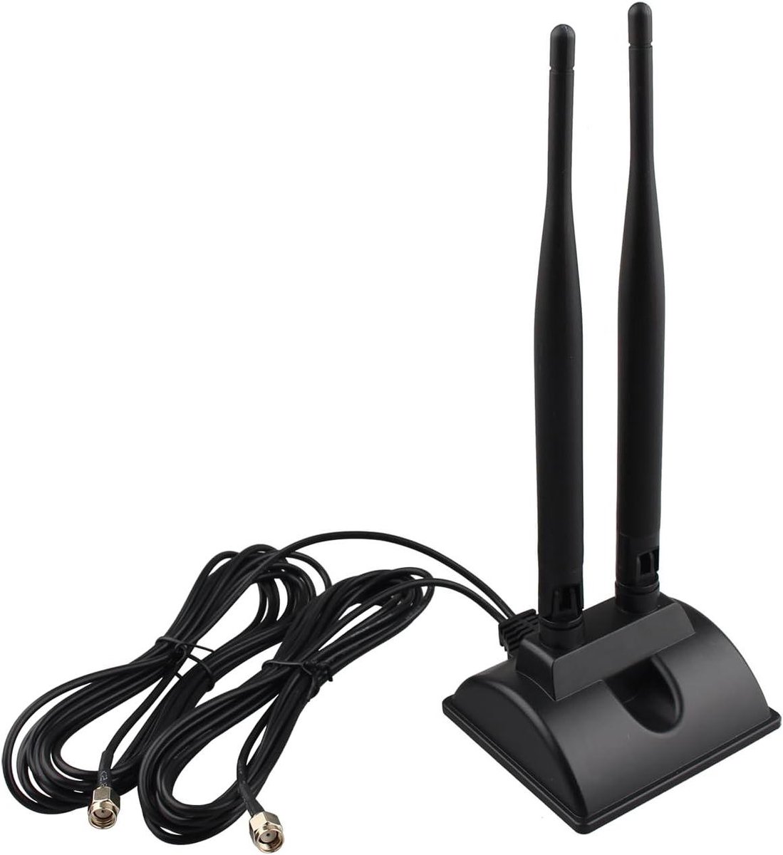 Externe Wifi Antenne - Draadloze Signaalversterker - Netwerkverbinding Verbeteren - Dubbele Frequentie 6dBi - 2m Kabel - Zwart