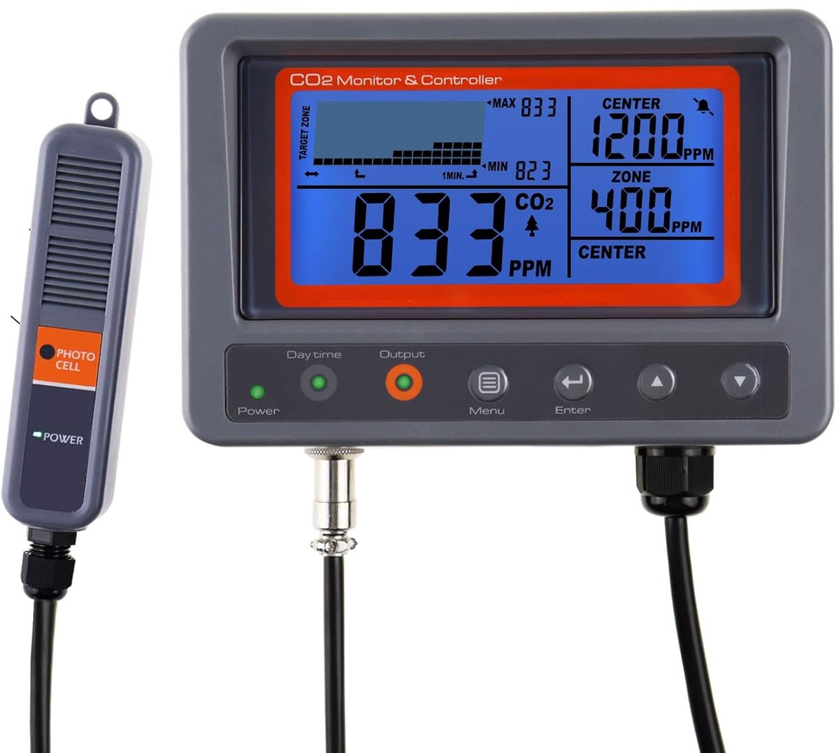 Koolstof Dioxide CO2 Digitaal Monitorcontroller Met relaisfunctie 45m Kabel NDIR Detectie Doorvragen voor kas, thuis, kantoor, fabriek