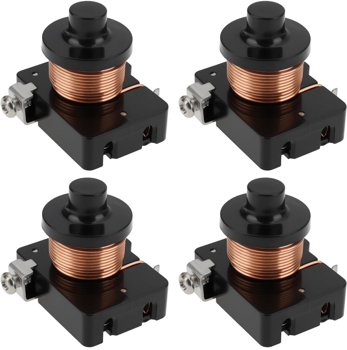 Dailygoods- Start Relais 4-Pack - Geschikt voor 1/3HP Compressoren - Directe Vervanging - Zwarte Behuizing - Betrouwbare Geleidbaarheid - Compressor Relais