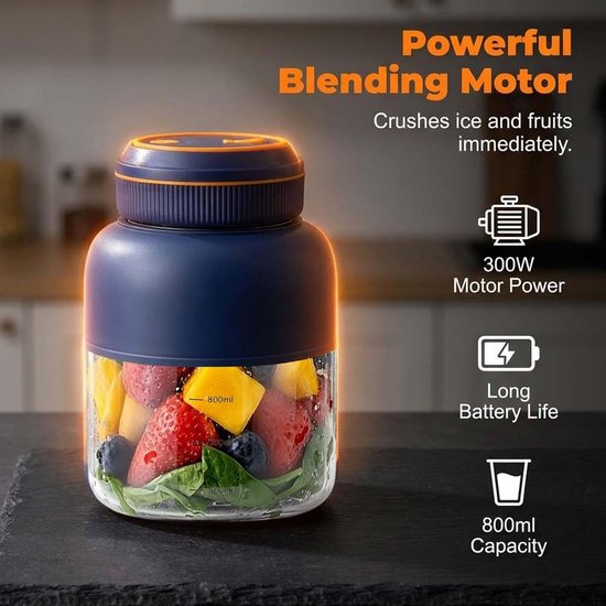 Persoonlijke Blender - 800 ml USB-Oplaadbare Fruitmixer - Elektrische Groentejuicer,voor Appartement Hotel School Zakenreis Keuken Sportschool Reizen Studentenkamer Vrouwen Mannen Tieners — afbeelding 5