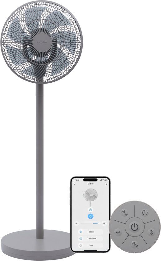 Ventilateur sur pied intelligent Evolar - 36W - Incl. Batterie - Ventilateur sur trépied - Lumière d'ambiance - WiFi - Application et télécommande - EVO-SF36GW