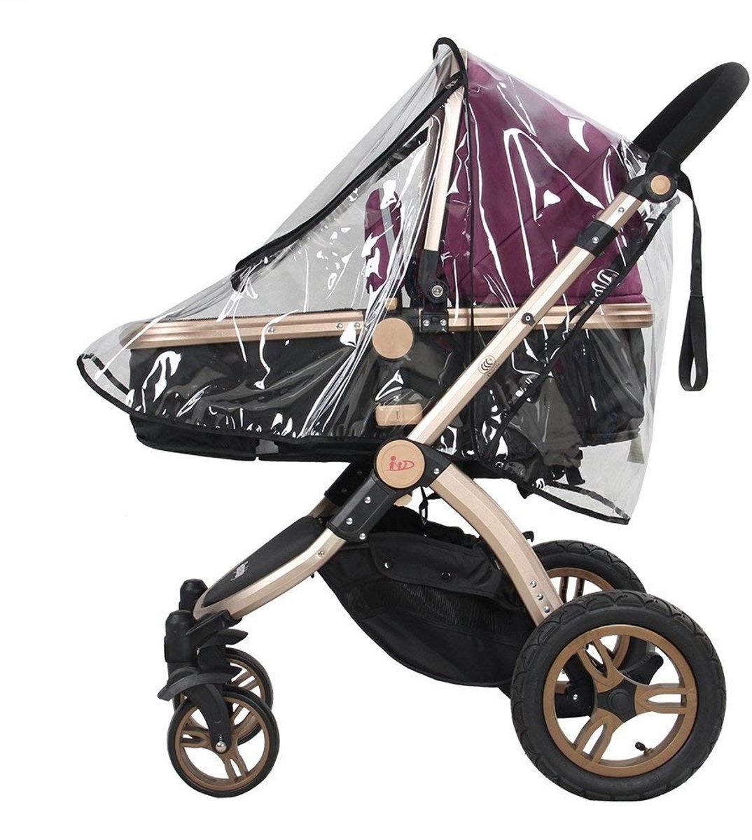 Dailygoods- Regenhoes Universeel - Transparant PVC Waterdicht - Ritssluiting - Afmetingen 55x75x40 cm - Accessoire voor Kinderwagen - 100% Gloednieuw - Kinderwagenhoes
