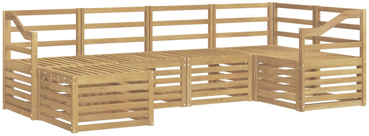 vidaXL Buiten - bank - set - 6 - st - 5-zits - Wit - Polyester