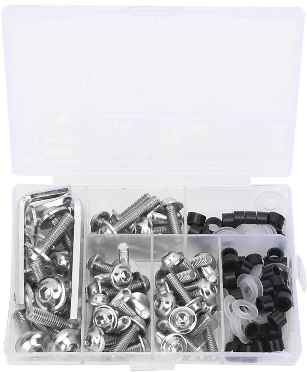 Dailygoods- Motorfiets Kuipbouten Set - 158 Stuks - Aluminium Schroeven - Moeren/Clips - Assortiment Kit - Premium Kwaliteit - Kuipboutenset