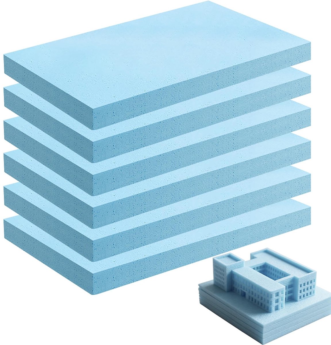 Dailygoods- Schuimplaat - 6 Stuks - Hardschuim 30 x 20 x 2 cm - Hoge Dichtheid - Ideaal voor Modelbouw - Comfortabel Snijden - Duurzaam en Flexibel - Knutselplaat