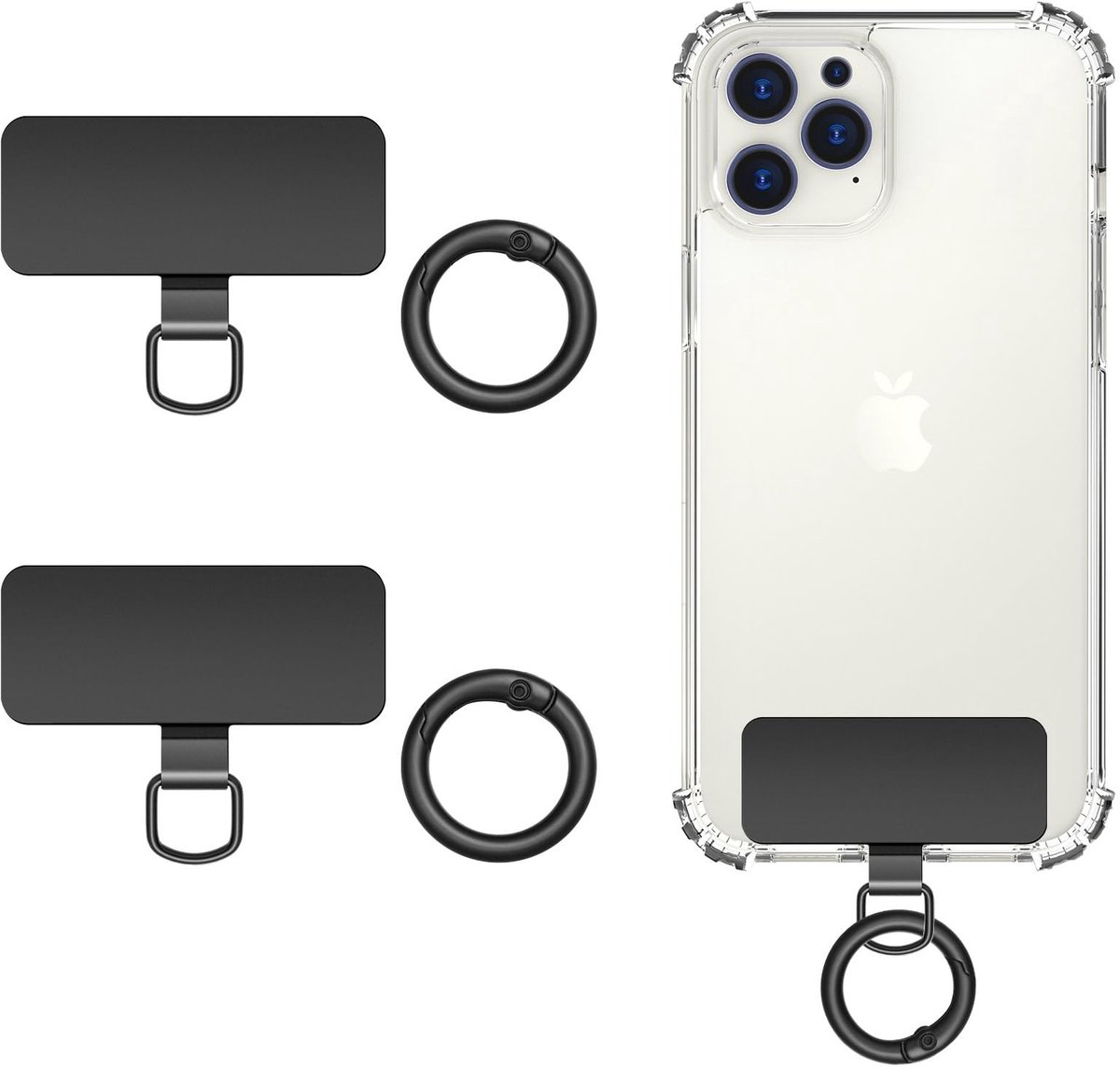 Dailygoods- Telefoonband - Roestvrij Staal - Telefoonkoord - Universeel - Vervangingsonderdeel - Met 2 Veerringen - Geschikt voor de meeste Telefoonhoezen