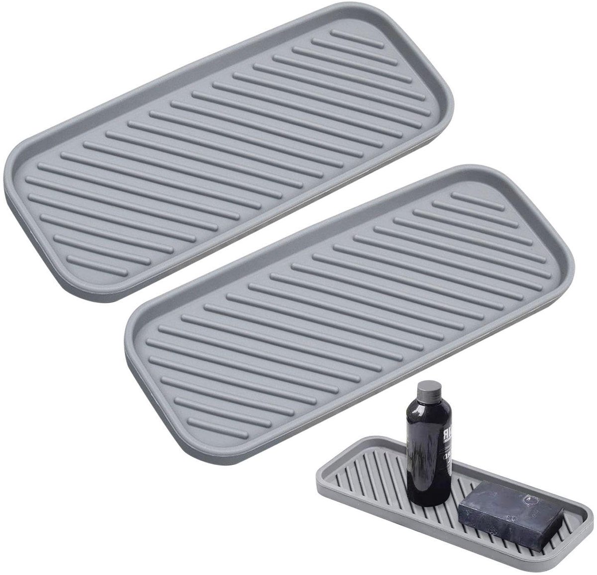 Dailygoods- Afvoermatten Antislip - Siliconen Keukenspoelmatten - Badkameropbergmatten - Isolatiematten - 2 Stuks - 23 x 9 x 1,4 cm - Drainagepad