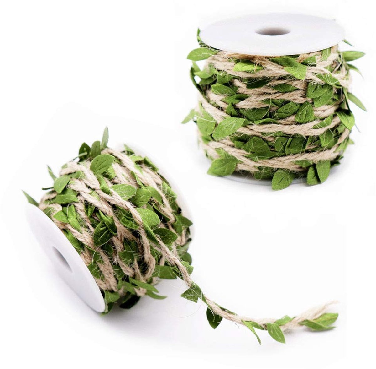 Dailygoods- Kunstmatige Wijnstok - 2 Rollen Groen Blad Touw - Jute Touw - Decoratie - Onderhoudsvrij - 33/70 Voet Lang - Decoratietouw