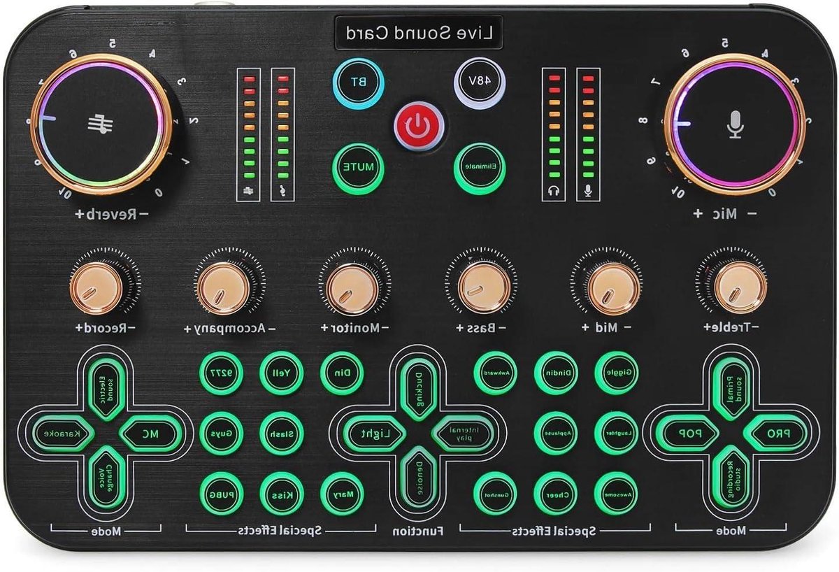 Audiomixer Controller - Geluidskaart Processor - Live Uitzendingen - Intelligente Chip - 21x13.5x4.5CM - One Color
