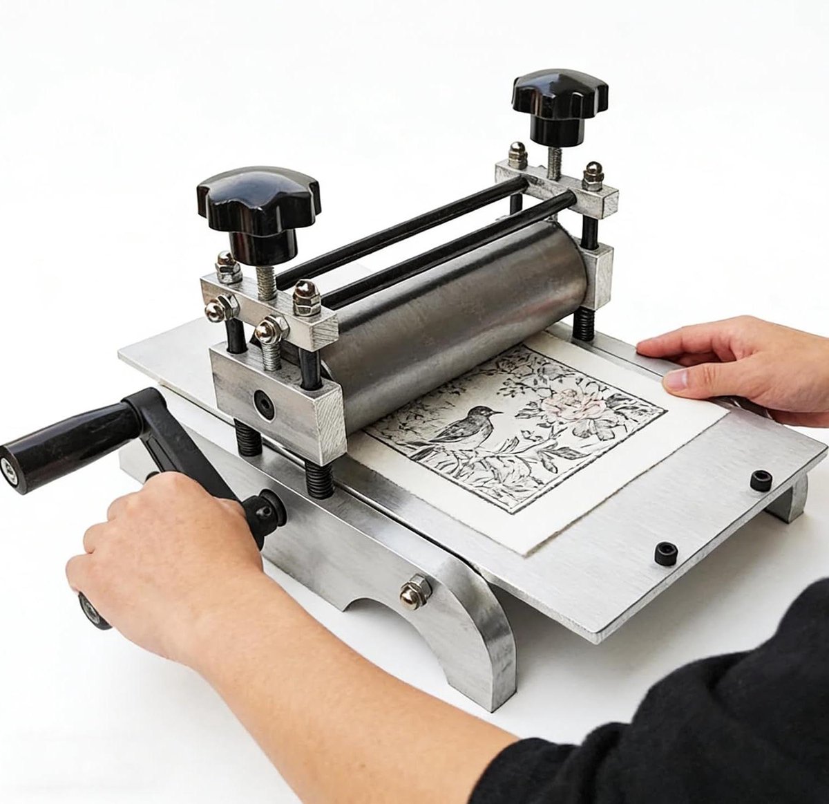 Drukpers Machine - Handpers Grafiekpers - Ambachtelijk Printen - Uniforme Druk - 350 x 170 mm - Zwart