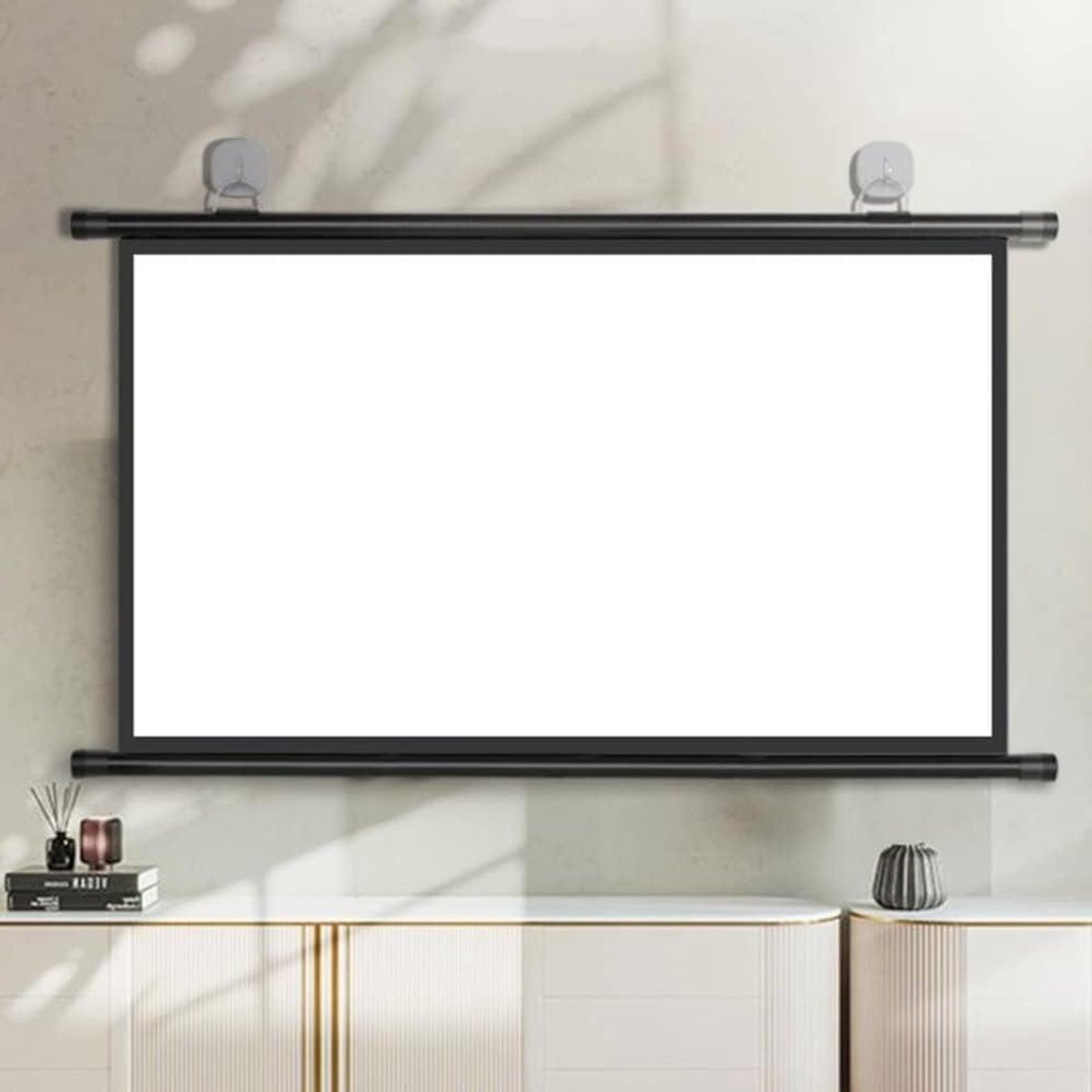 Projectiescherm Handmatig - Filmscherm Beamer - Thuisbioscoop Creëren - Oprolbaar Glasvezel - 60 inch 4:3 - Wit