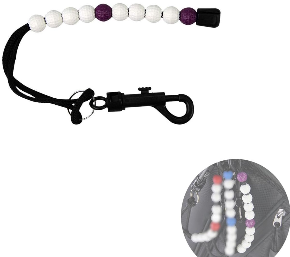 Dailygoods- Scoreteller Duurzaam Nylon - Tellende Armband - Clip voor Buitensporten - Decoratieve Functie - 4 Witte Kralen/1 Groene Kraal - Eenvoudig te Dragen - Slagteller