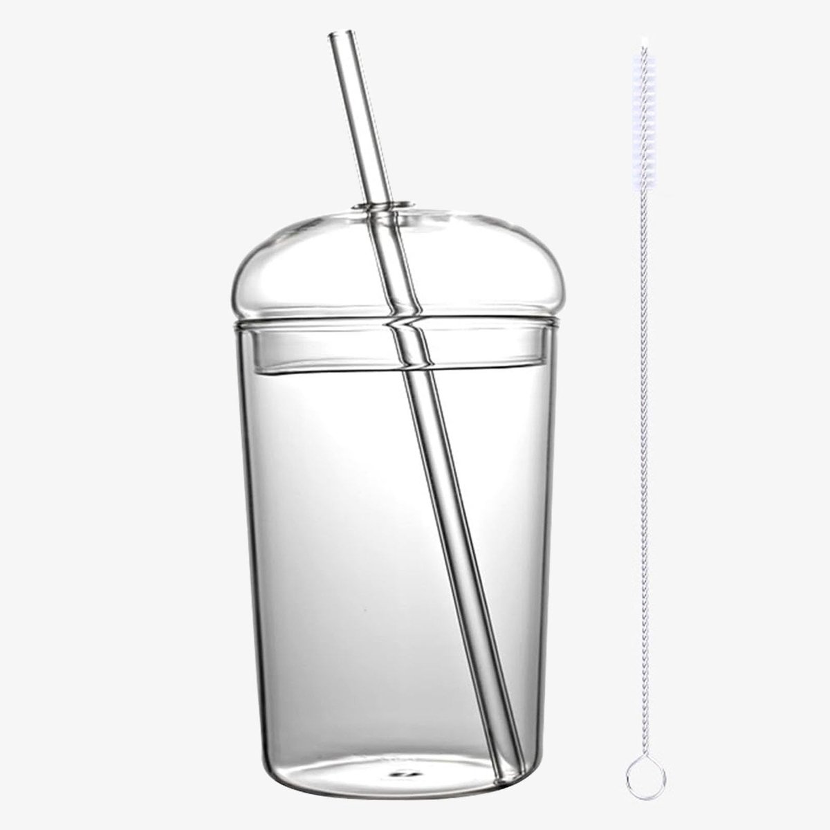 Dailygoods- Smoothiebeker met deksel - Drinkglas - Smoothiebeker to go - Drinkglas met rietje - 3 stuks - Hoogwaardig borosilicaatglas - Drankglas