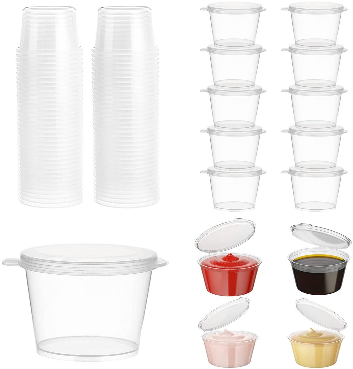 Dailygoods- Opslagpotten 100 stuks - Voedselcontainer - Magnetronbestendig - Lekvrij - Voedselveilig PP-kunststof - 25 ml - Voedselcontainers