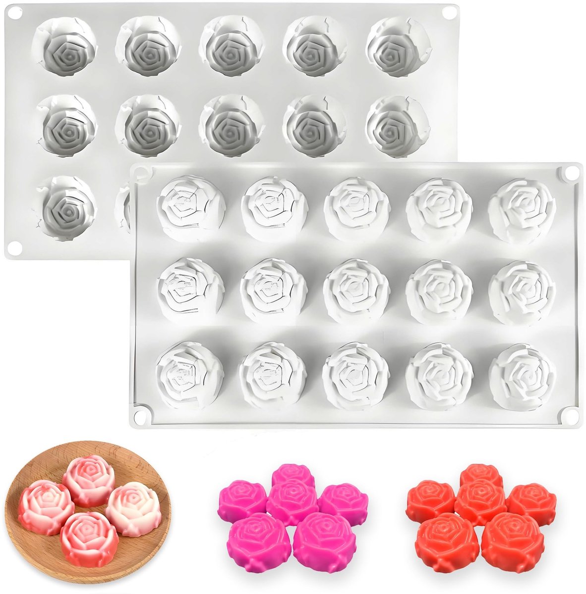 Dailygoods- Siliconen Bakvorm 3D - Antiaanbak Bakvorm - Cakevorm - 15 Holle Ruimtes - Mousse - Gemakkelijk te Reinigen - Taartvorm